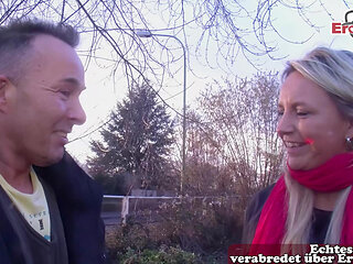 German blonde housewife approached on the street for sex