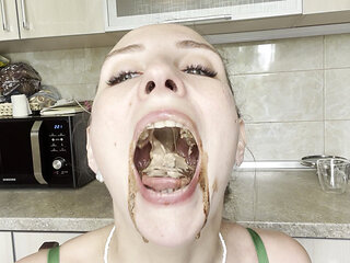 Messy Chocolate Ice Cream Dripping Lips & Sloppy Mouth