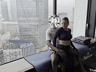 Lea Pam 4K French Fitness Babe seduces Personal Trainer & fucks during Intense Home Workout