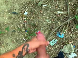 Glossy Glans with Precum Cums at the Cruising Sex Area