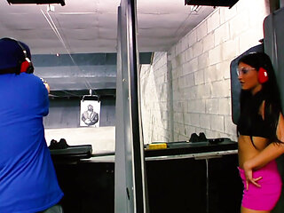 Sexy Teen Gets Picked up at Shooting Range Only to Fuck Hung Stud and Get Cum Shot on Her Tight Stomach