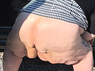 Pissing Whore in the Woods in the Car Door Wide Open Getting Caught She's a Hoping