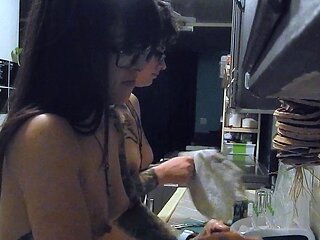 Beautiful Brunette Big Boobs Rides Fake Cock