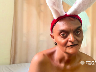 Grandstepmother Wore Her Christmas Bunny Like Outfit so I Can Fuck Her in Her Ass -ai-generated