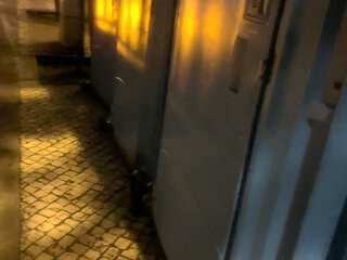 Amateur Boy Opens Street Public Toilets, Catches His Ginger Friend Peeing and Lends Him a Helping Hand