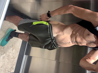 big dick without underwear in the elevator