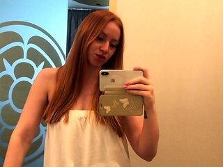 Amateur redhead masturbates then gives a blowjob