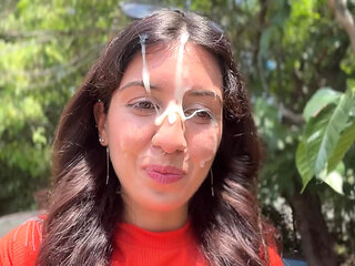 Public Blowjob in the Bushes with Stranger and Crazy Cumwalk Covered in Cum