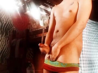 Big Dick Asian Guy Secretly Jerking