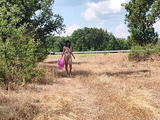 A Slave Slut Shows off Her Pink Ass on the Highway