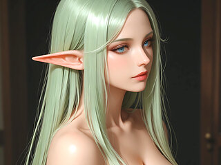 Lustrender Slideshow: Beautiful Nude Elf Head Turn Right Art - Ai Video