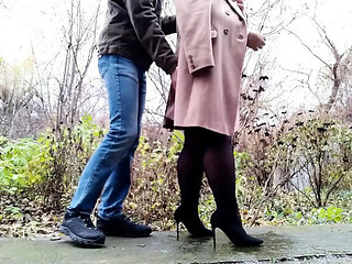 Curvy Stepmom Pisses on Street for Stepson - Amateur MILF Outdoor Pee Fetish