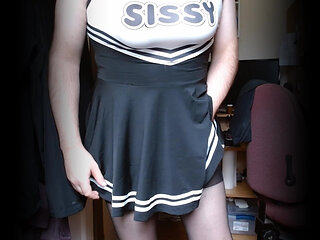 Showing off new dress with fake tits