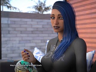 Busty brunette explores her first experiences in a visual novel adventure