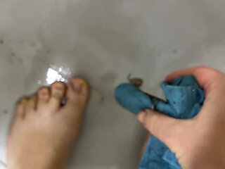 Cleaning Bathroom Naked