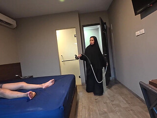 My Hijab Stepmom Caught Me Jerking off in My Bedroom