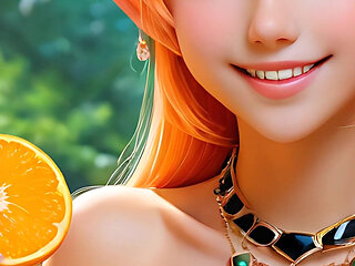 Ai Nude Art - Nude Adult Woman Eating Tangelo