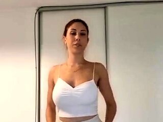 Cute curly brunette solo webcam masturbation