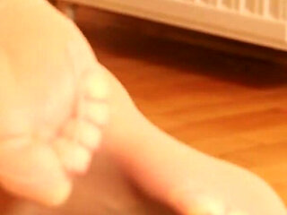 Sheer Nylon Feet in Classic Wooden Mules