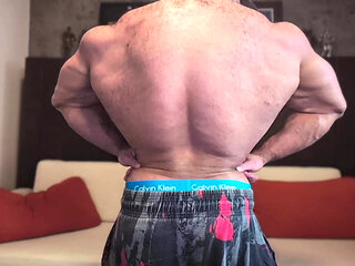 Straight Bodybuilder Flexes Massive Muscles in Private