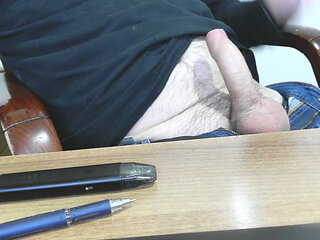 Big Italian Dick Jerk and Big Cum at Office Desk