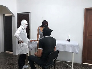 Perverted doctor fucks female patient while husband waits outside the doctor'_s office
