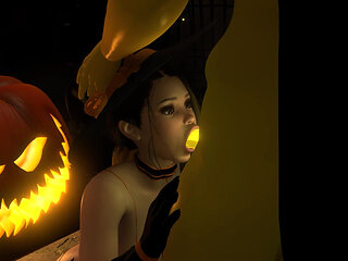 Sexy Witch Fucks the Pumpkin King on Halloween