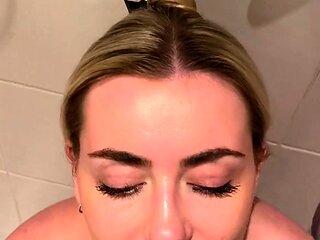 Blonde amateur blowjob POV in public