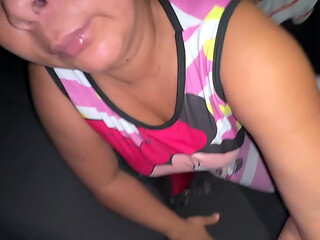I take my big-assed, mature old whore to hide in the car without her husband knowing.