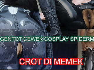 Latest Viral Indo Porn, Spiderman Cosplayer Even Gets Stung Until Crot in Pussy