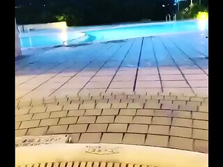 Together at the night pool