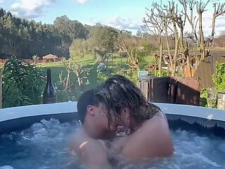 Outdoor Sex with a Hot Blonde MILF in a Hot Tub - Jacuzzi