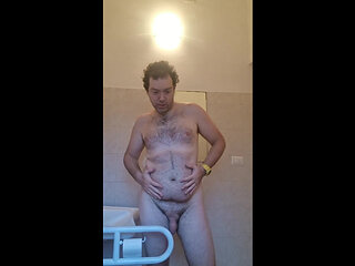 I'm completely naked in a public bathroom