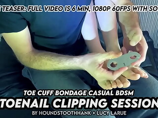 Toe Cuff Bondage Casual BDSM Toenail Clipping Session