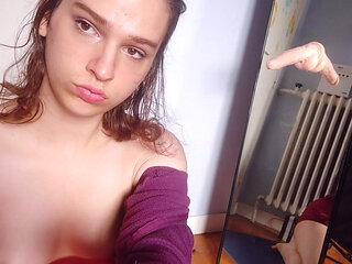 Cute Trap Strips and Plays with Her Dildo Into She Cums with It in Her Ass