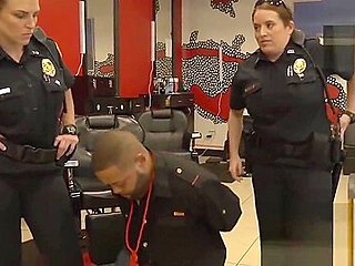 Horny milf cops break into a barbershop just to arrest ...