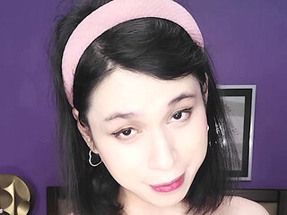 Pretty tranny DaniTheCutie greases herself up in this fun casual JOI
