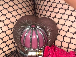 Edging my caged cock until I'm shaking