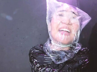 HD Amateur Brunette Babe Mummification Bondage - Breath Play & Latex Mask Fetish