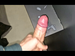 Cum in the glory hole, big dicks of guys spewing creampie on the toilet walls, go lick it