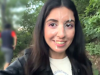If you come second to this mountain - you'_ll be walking around with cum on your face in front of people! - Crazy Public Cumwalk