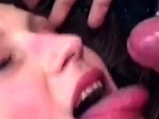 Piss Drenched Slut Deepthroats Multiple Cocks Drooling