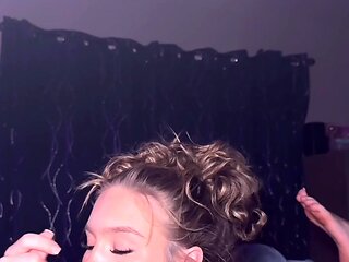 Slim Petite Blonde Beauty Sucks Her BF's BBC & His Black Ball After Hardcore Fuck In Sex Swings