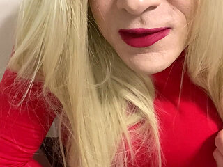 Horny Crossdresser squirts on a dildo hands free then sucks it talks dirty to the  camera