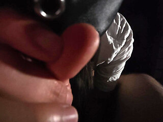 asian dominatrix decides to milk his slave by deep throat