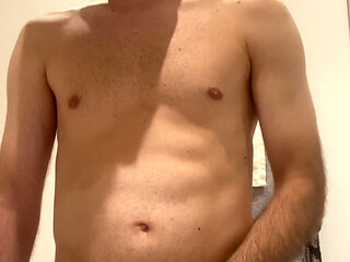 horny straight guy masturbates his thick dick and eats his own cum