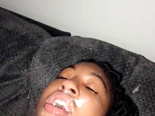 Facial After Dinner Cum Shot Best Ever Dessert Ever Ebony Love a Cum Explosion