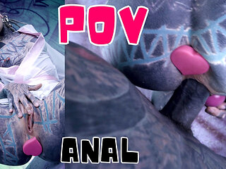 Tattood Girl with Glasses and Buttplug Fucks a Tattooed Dick, DP, Facial