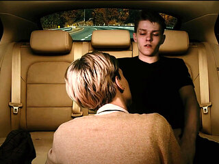 Hunk fucked in anal in the back seat of a car