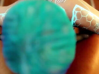 Blue Sex Robot Gives Blowjob Under the Table